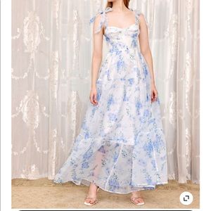 Cider maxi white/blue dress